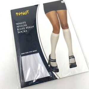 Spirit Halloween White Nylon Knee High Socks Schoolgirl Costume Mary Janes
